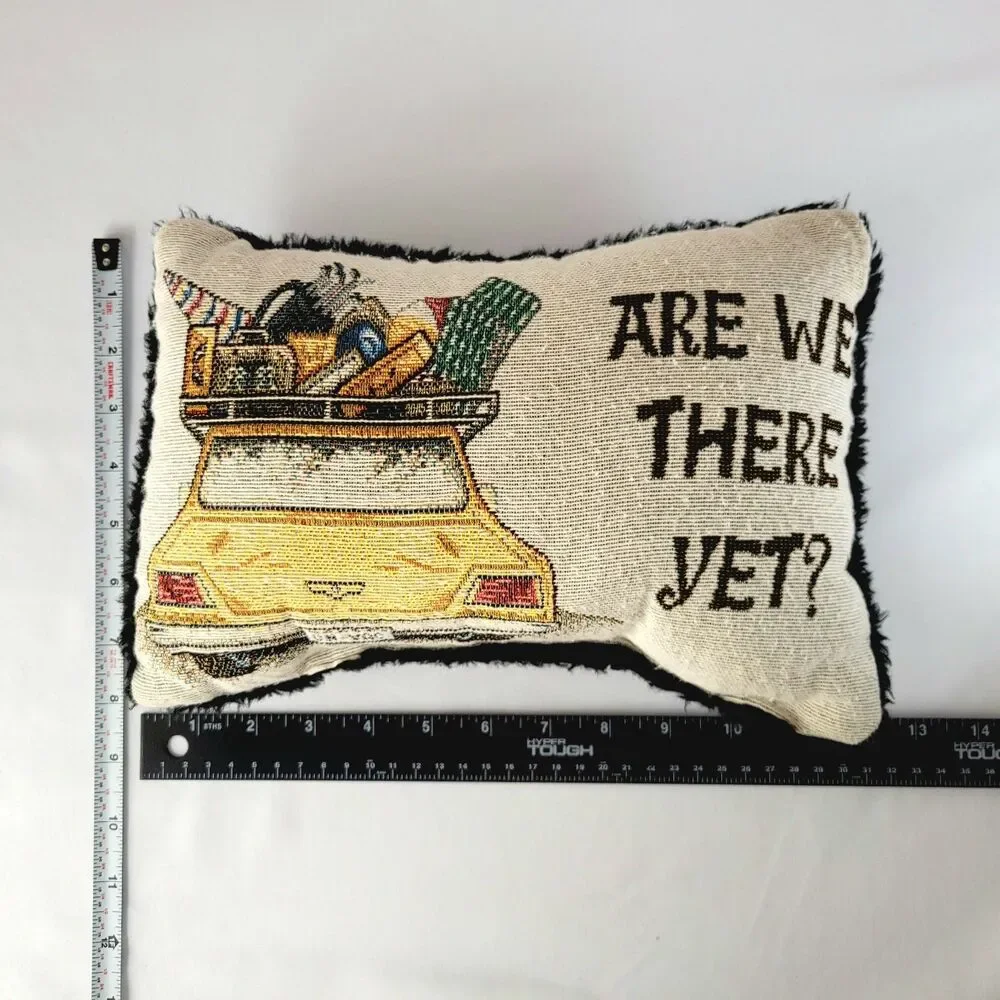 Vintage Rectangle Needlepoint Pillow Travel Vacation Cottagecore Grandma Boho